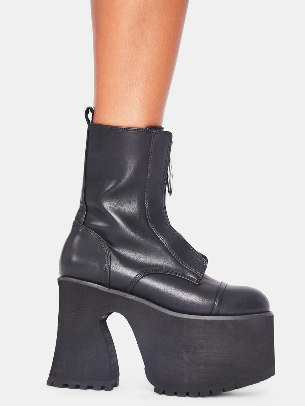 Current Mood Dolls Kill Platform Heeled Zipper Boots In Black